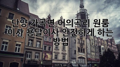 단양 가곡면 어의곡리 원룸 이사, 용달이사 안전하게 하는 방법!
